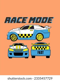 Race mode , car racing vector and graphic other print