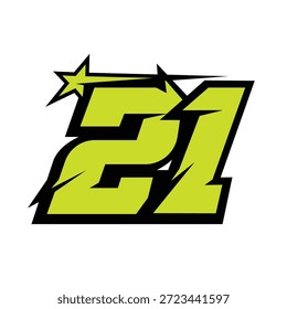 Número de carrera 21 Estrella Diseño de Vector
