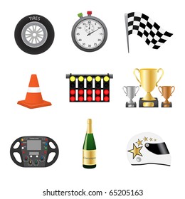 Race objects icons. Vector illustration.