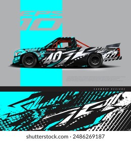 Race pickup truck wrap decal design concept. Abstract grunge background for wrap vehicles, race cars, cargo vans, pickup trucks and livery.