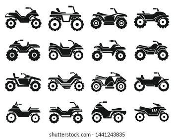 Race quad bike icons set. Simple set of race quad bike vector icons for web design on white background