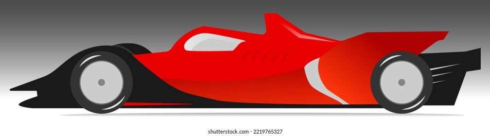 Race red car. Sports cartoon car. Vector illustration isolated on white background