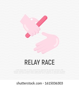 Race relay flat icon. Symbol of teamwork, trust, cooperation, partnership. Modern vector illustration.
