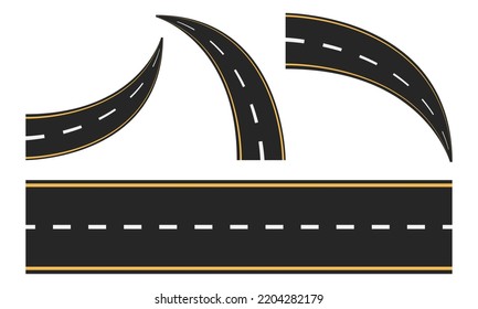 Race road, asphalt highway road straight, turn and curvy. vector illustration. EPS 10.
