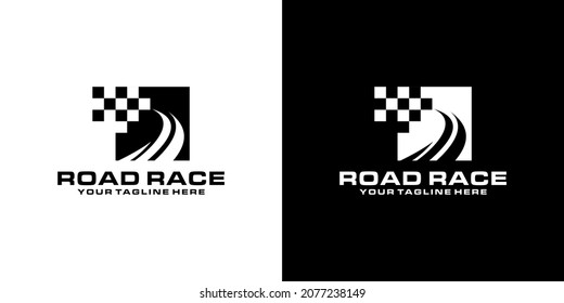 Race road logo design and race flags