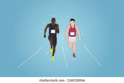 race, running man, vector Illustration using paper cut design style