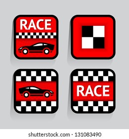 Race - set stickers square on the gray background, vector illustration 10eps