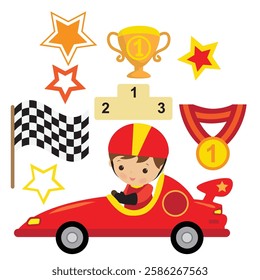 Race set vector cartoon illustration