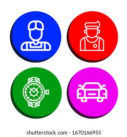 race simple icons set. Contains such icons as Athlete, Watch, Sportive car, can be used for web, mobile and logo