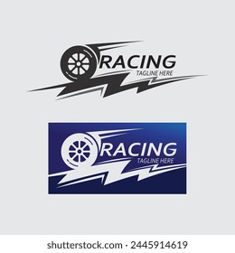 Icono de logotipo de carrera y velocidad Vector Race flag racing ilustración logo diseño