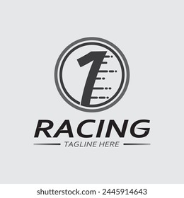 Icono de logotipo de carrera y velocidad Vector Race flag racing ilustración logo diseño