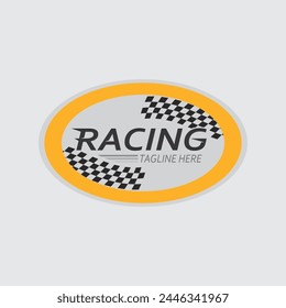 Icono de logotipo de carrera y velocidad Vector Race flag racing ilustración logo diseño