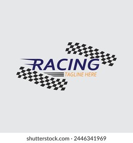 Icono de logotipo de carrera y velocidad Vector Race flag racing ilustración logo diseño