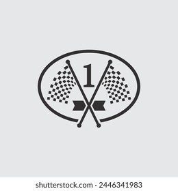 Race and speed logo icon vector  Race flag  racing illustration logo design