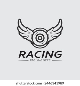 Icono de logotipo de carrera y velocidad Vector Race flag racing ilustración logo diseño