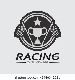 Race and speed logo icon vector  Race flag  racing illustration logo design