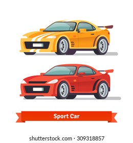 Race sport car. Supercar tuning. Flat style vector illustration isolated on white background.