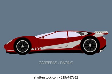 race supercar, side view, flat design style
