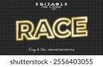 Race text effect, glow neon graphic style, light editable text