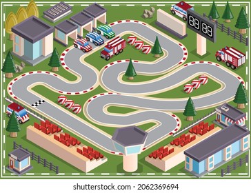 Race Track. 3D Illustration. Isometric. Vector Illustration.