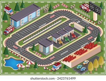 Race track. Board game. Isometric. Vector illustration.