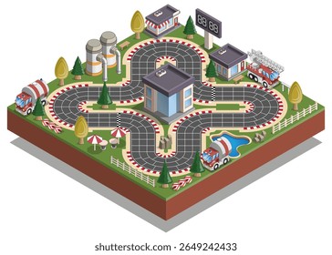 Race track. Board game. Isometric. Isolated on white background. Vector illustration.