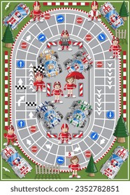 Race track. Board game. Vector illustration.