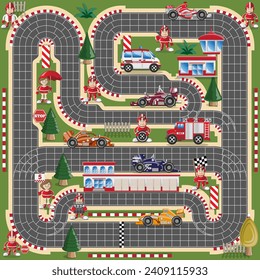 Race track. Board game. Vector illustration.