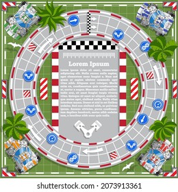 Race track. Board game. View from above. Vector illustration.