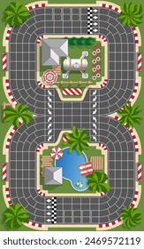 Race track. Board game. View from above. Vector illustration.