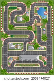 Race track. Board game. View from above. Vector illustration.