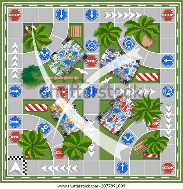 Race track. Board game. View from above.
Vector illustration.