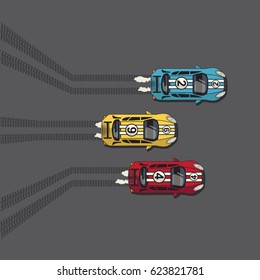 Race track car illustration, tee shirt graphics, vectors , typography