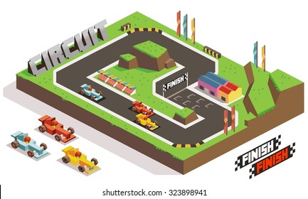 Race Track Car. Isometric Vector Illustration