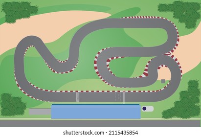 Vektor Stok Race Track Cartoon Vector Draw (Tanpa Royalti) 2115435854