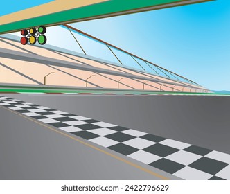 pista de carreras al fondo de la caricatura vectorial de día