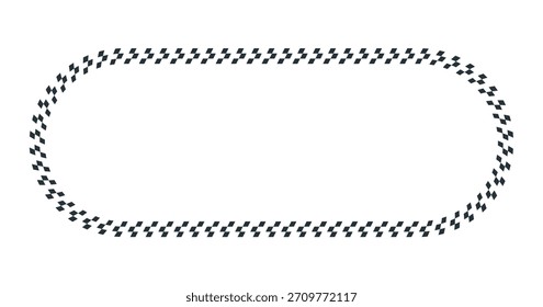 Rennstreckenrahmen, abgerundete ovale Rennstrecke, Umriss der Strecke, schwarz-weißer Rand für Rennmotorsport.