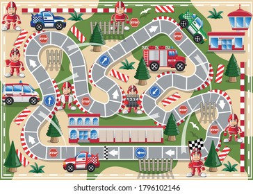 Race track. Game Vector illustration.