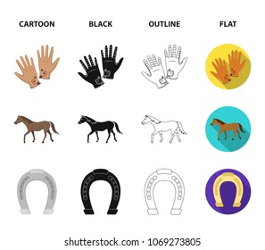 Race, track, horse, animal .Hippodrome and horse set collection icons in cartoon,black,outline,flat style vector symbol stock illustration web.