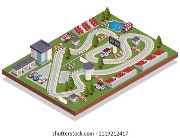 Race Track. Isometric. Isolated On White Background. Vector Illustration.