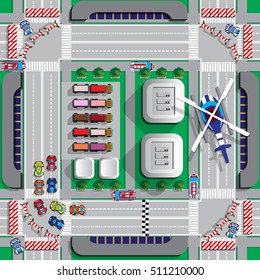 Race Track On City Streets.  View From Above. Vector Illustration. 