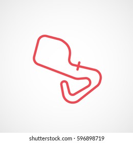 Race Track Raceway Red Flat Icon On White Background