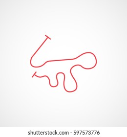 Race Track Raceway Red Line Icon On White Background 