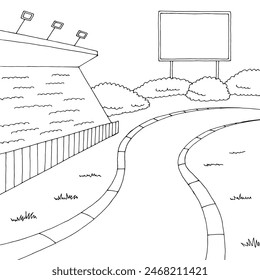 Race Titel Sport Grafik Schwarz Weiß Skizze Illustration Vektorgrafik 