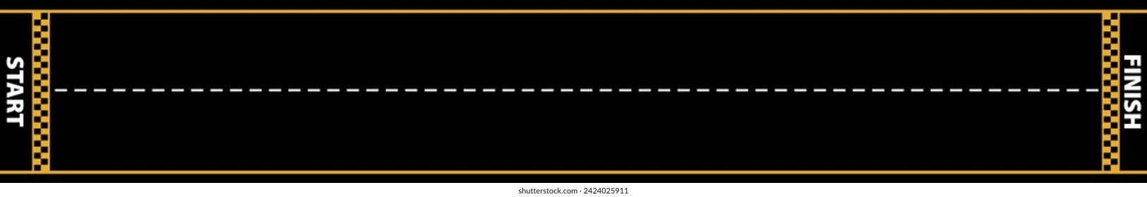 Una pista de carreras con fondo de carreras de inicio y fin, de Carro o de Carrera. vista superior, ilustración vectorial