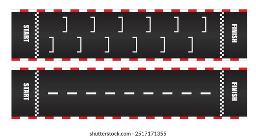 Pista racial. Comienza y termina las carreras de línea. Comienza o termina en una carrera de autos.