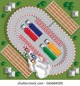 Race Track. View From Above. Vector Illustration.