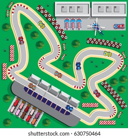 Race Track. View From Above. Vector Illustration.