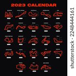 Race tracks, circuit for motorsport and auto sport. Calendar season 2023.