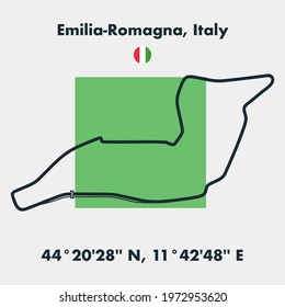 Race tracks, circuit for motorsport and auto sport. Emilla-Romagna, Italy.